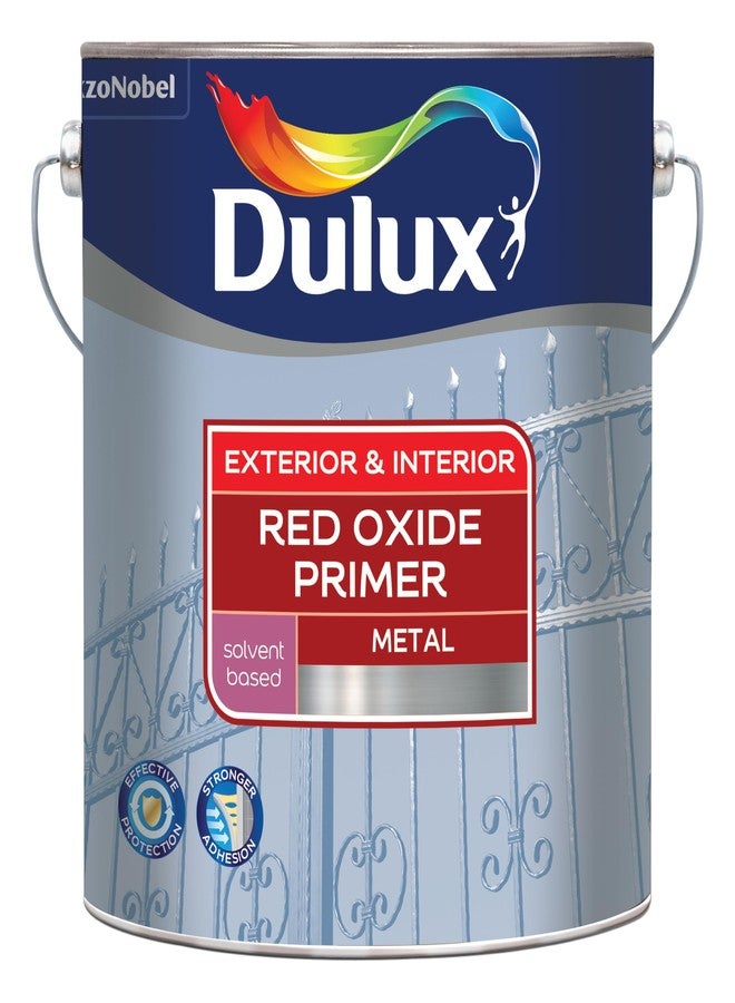 Dulux Red - Oxide Metal Primer | Suitable For Interior & Exterior Work |Quick Drying, Rust Protection for Metal Surfaces, 4 Litres - Image 1